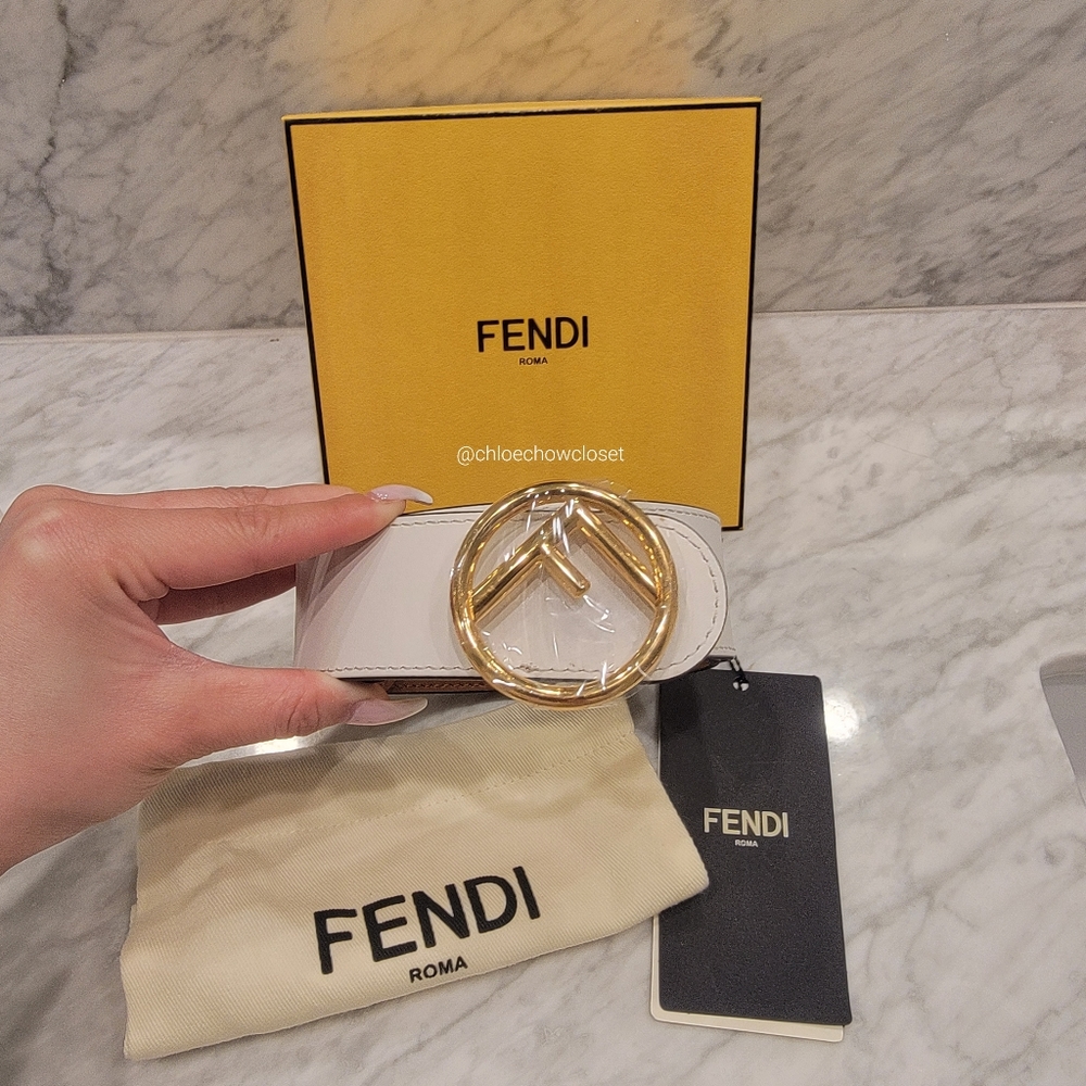 FENDI LOGO REVERSIBLE LEATHER BELT (BROWN/WHITE)